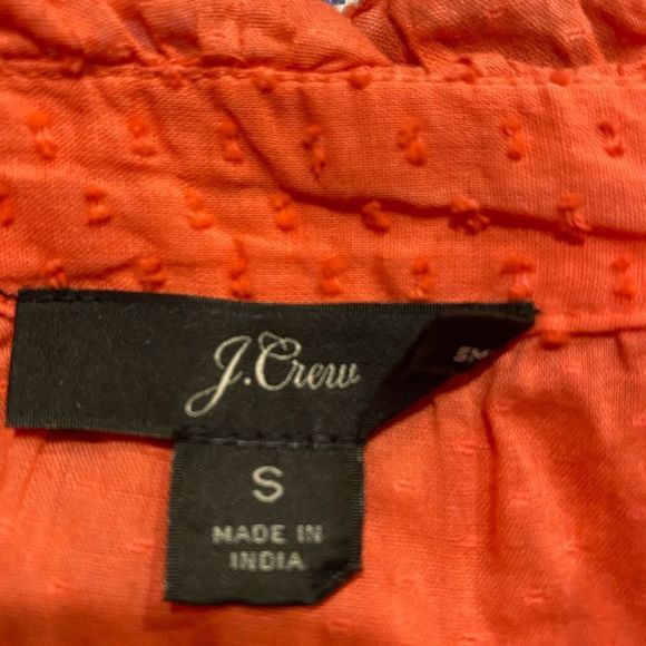 J.Crew Orange Textured Ruffle Blouse - Picture 2 of 3